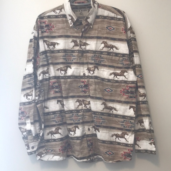 Western men’s Aztec long sleeve shirt vintage - Picture 1 of 3